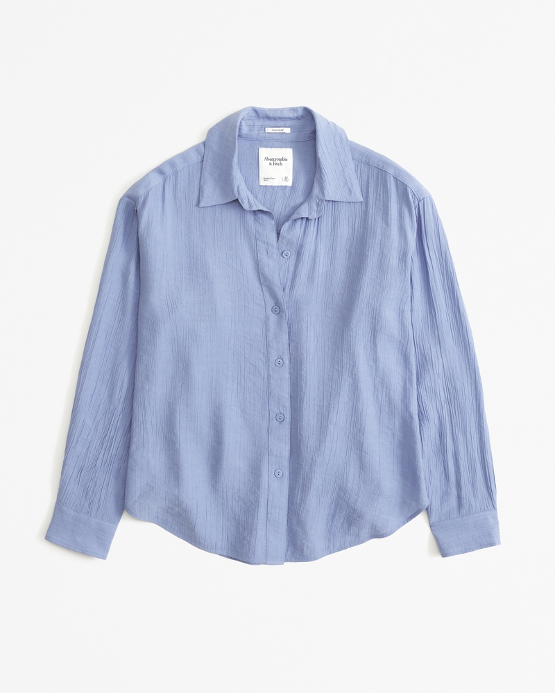 Women's Oversized Crinkle Textured Shirt | Women's Tops