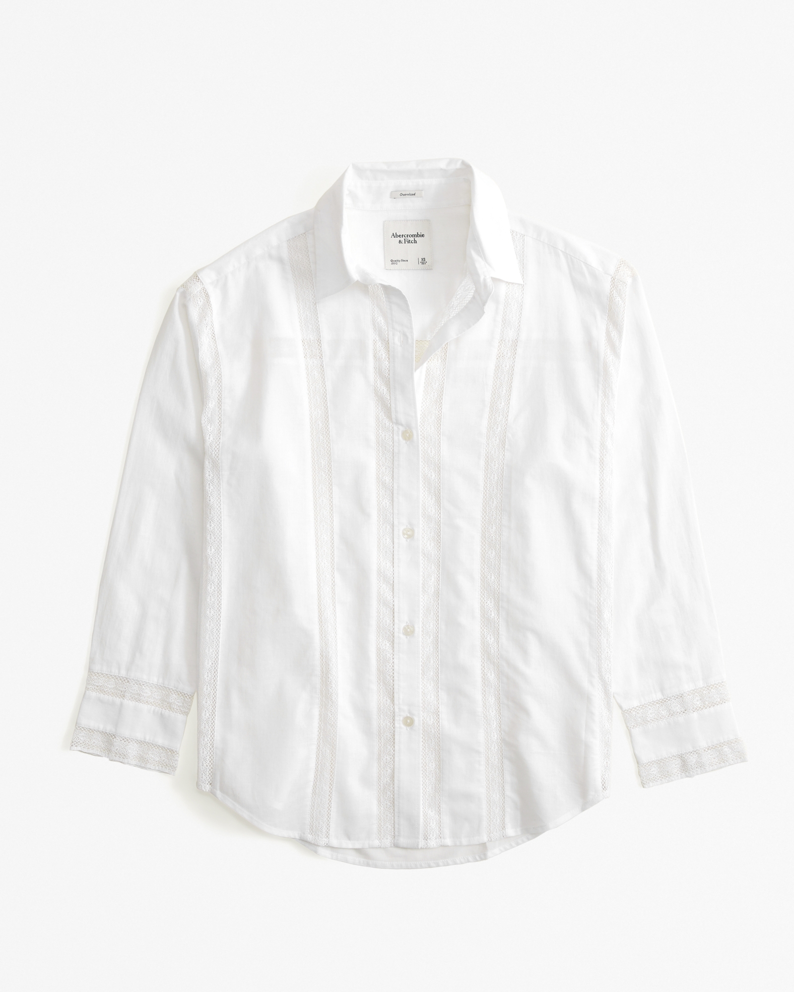 Women's Oversized Lace-Trim Embroidered Button-Up Shirt