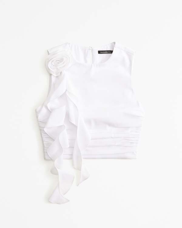 Tie Back Frilled Tank Top - White  Blusas femininas, Moda, Moda feminina