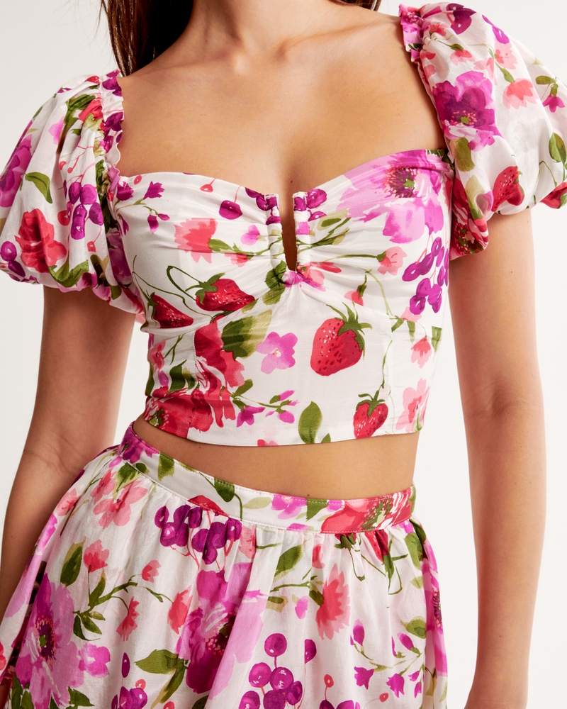 Freshly Picked Pink Floral Puff-Sleeved Corset Mini Dress – Club L London -  IRE