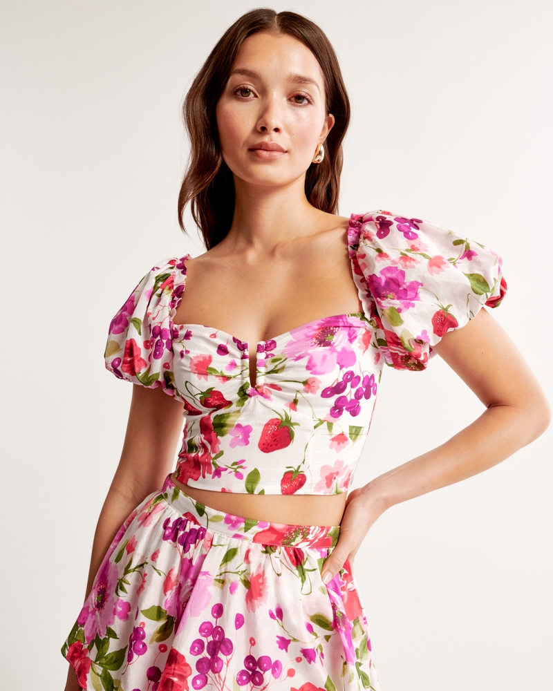 Freshly Picked Pink Floral Puff-Sleeved Corset Mini Dress – Club L London -  IRE