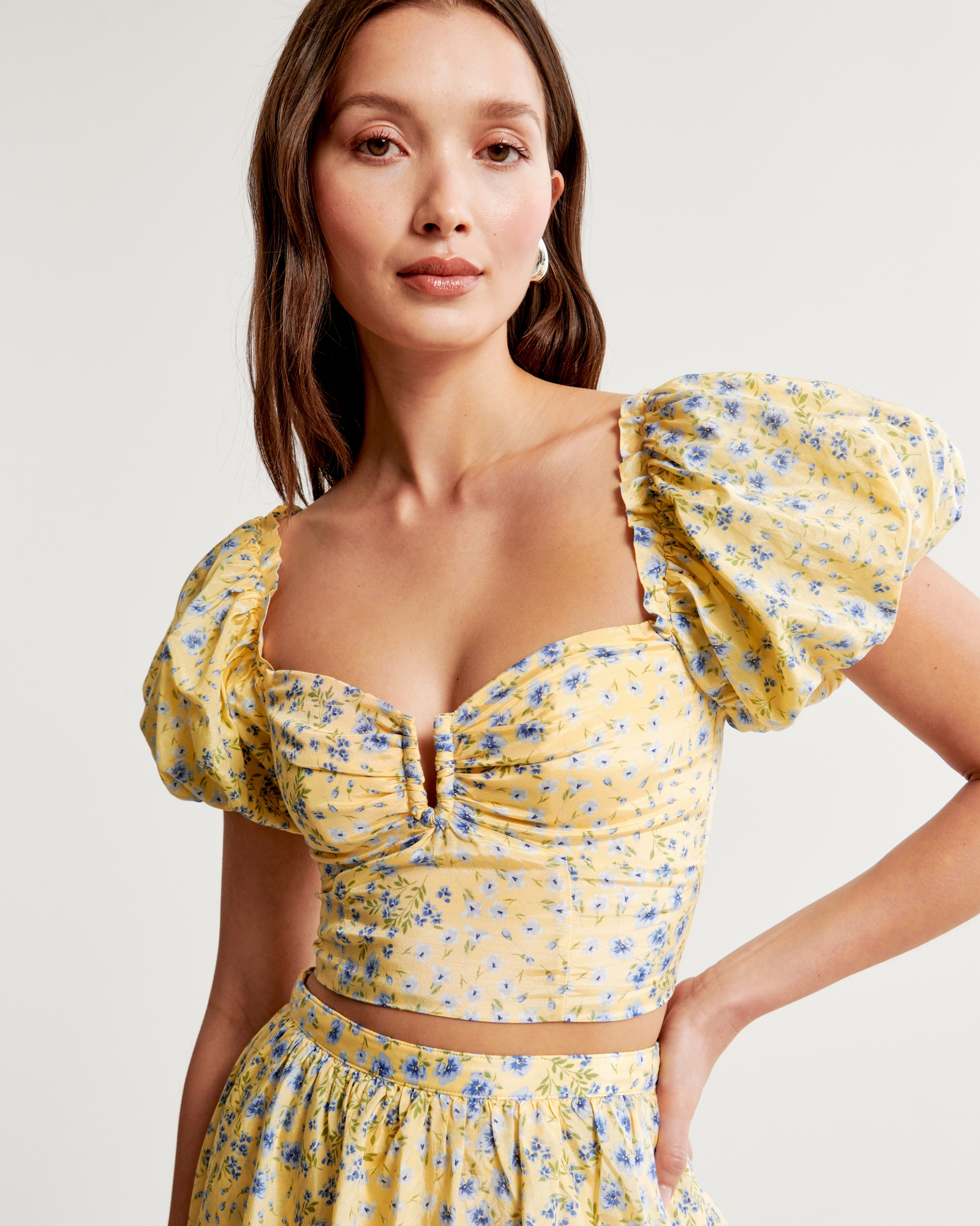 Drama Puff Sleeve Sweetheart Set Top