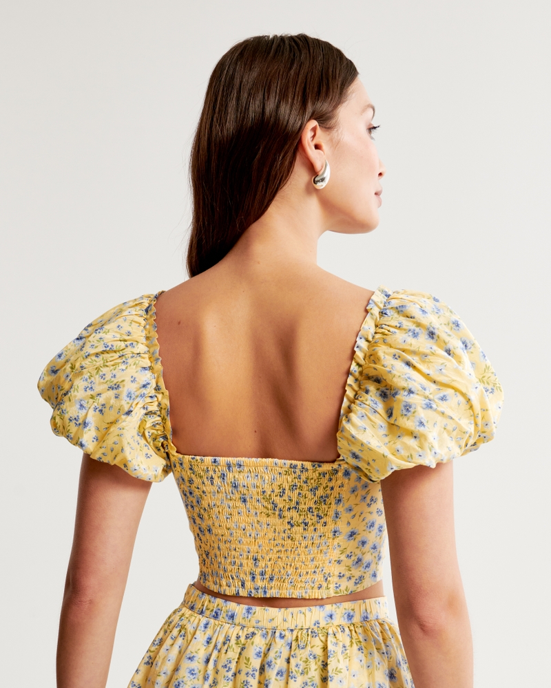 Maglia Estiva Donna Con Scollo A V E Maniche A Sbuffo - Body Elegante In Tessuto Maglione Corto - Foto 6