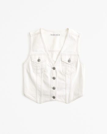 Women's white denim discount vest