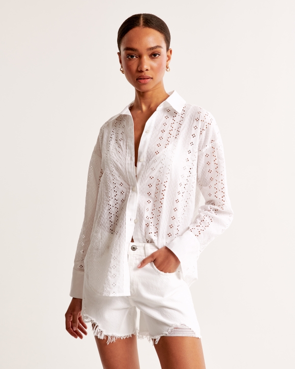 Oversized Embroidered Shirt, White