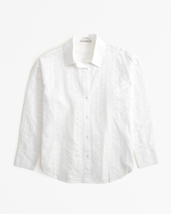 Women's Oversized Embroidered Shirt | Women's Tops | Abercrombie.com