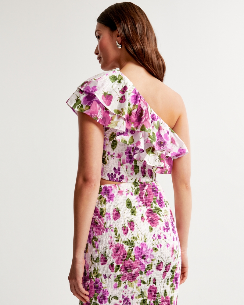 Asymmetrical One-Shoulder Ruffle Set Top