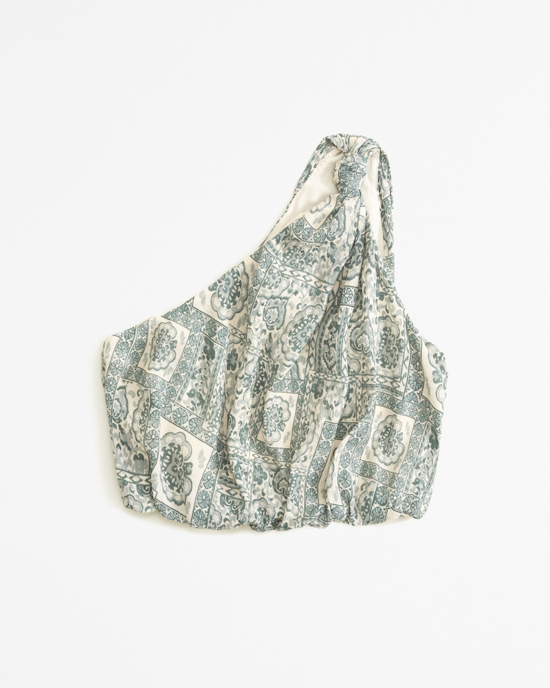 Monochromatic Shapes Crinkle V-Neck Top