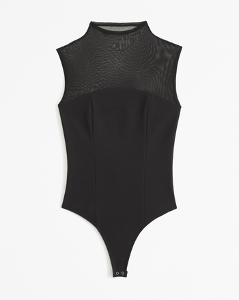 Mesh Crepe Mockneck Bodysuit from Abercrombie & Fitch - $29.97