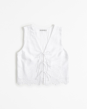 Women's Linen-Blend Tie-Front Vest Top | Women's Tops | Abercrombie.com