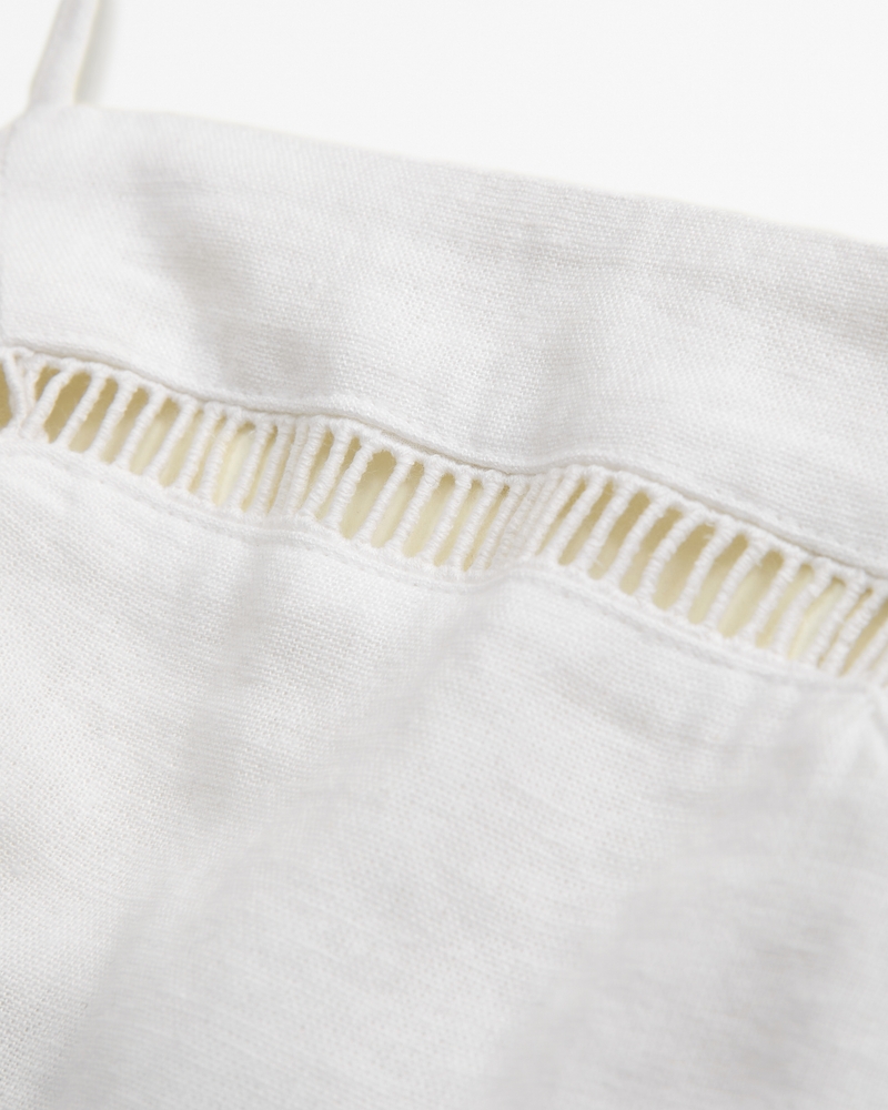 Linen-Blend Ladder-Trim Set Top