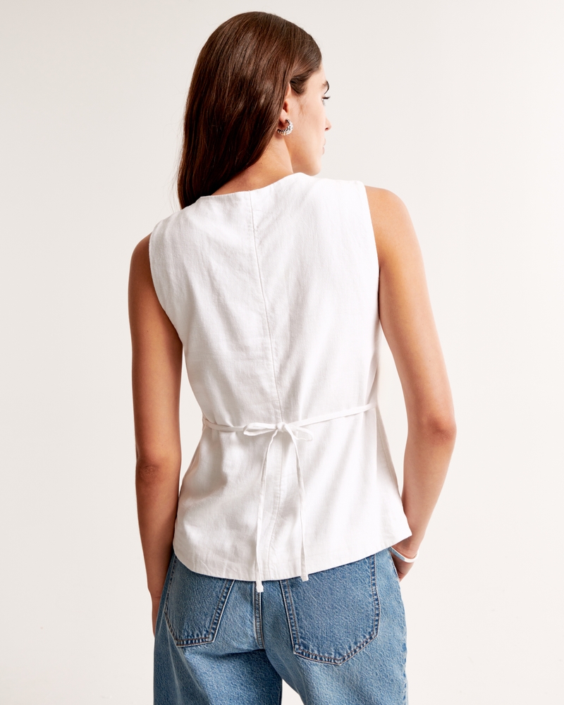 Linen-Blend Button-Through Vest