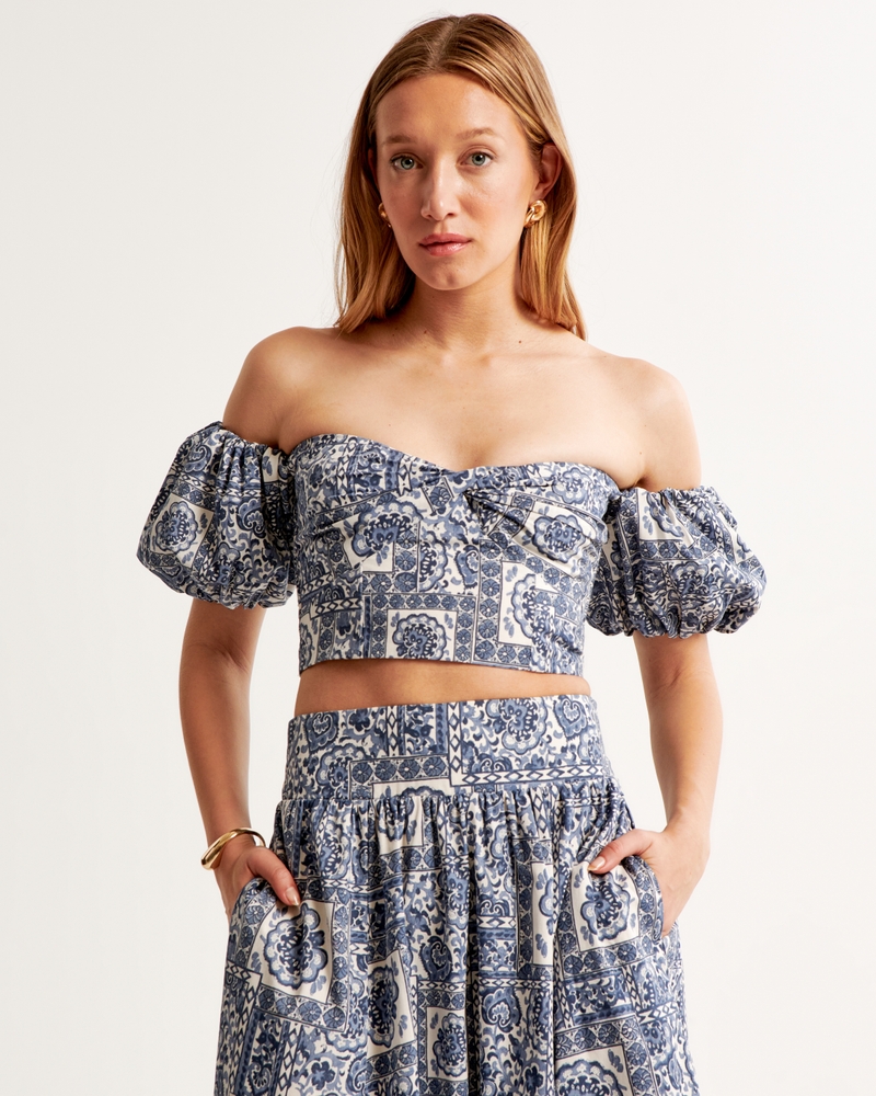 Poplin Off-The-Shoulder Set Top