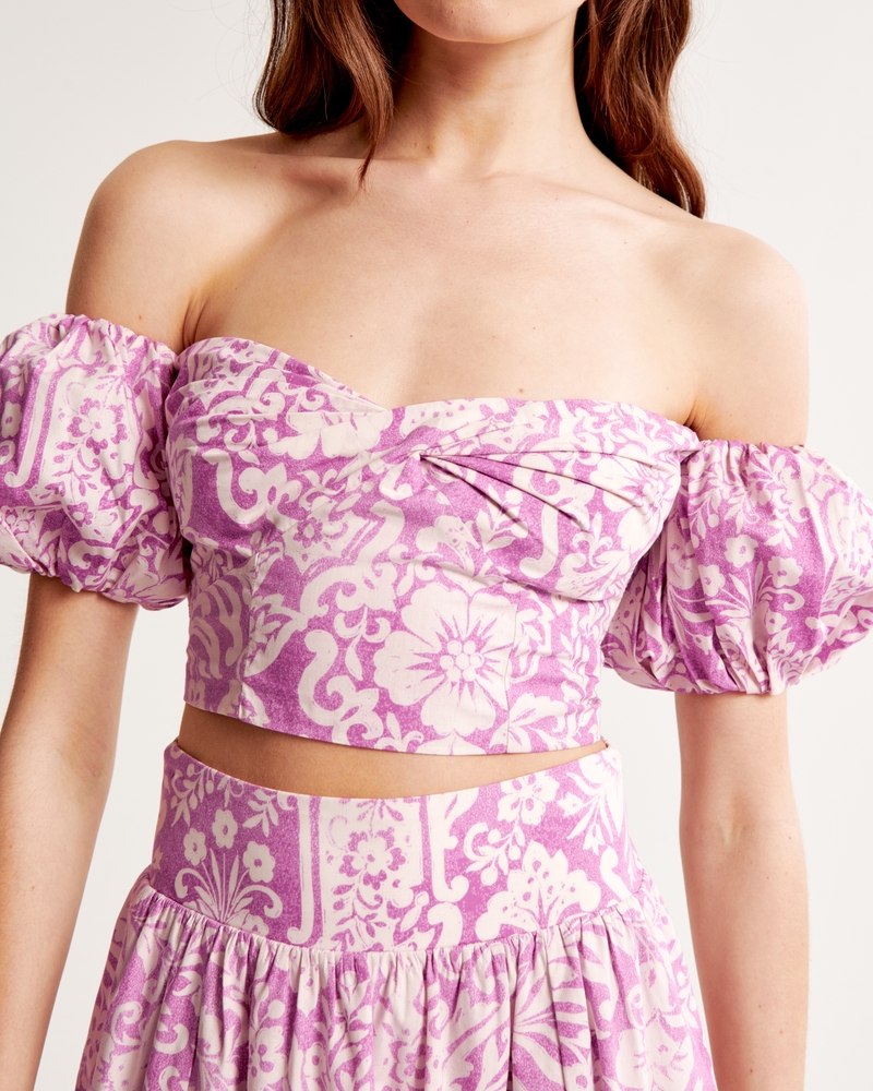 Poplin Off-The-Shoulder Set Top