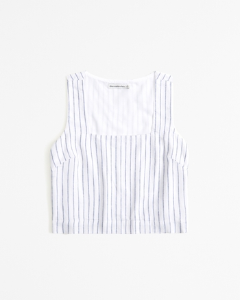 Women's LinenBlend Squareneck Set Top Women's Tops