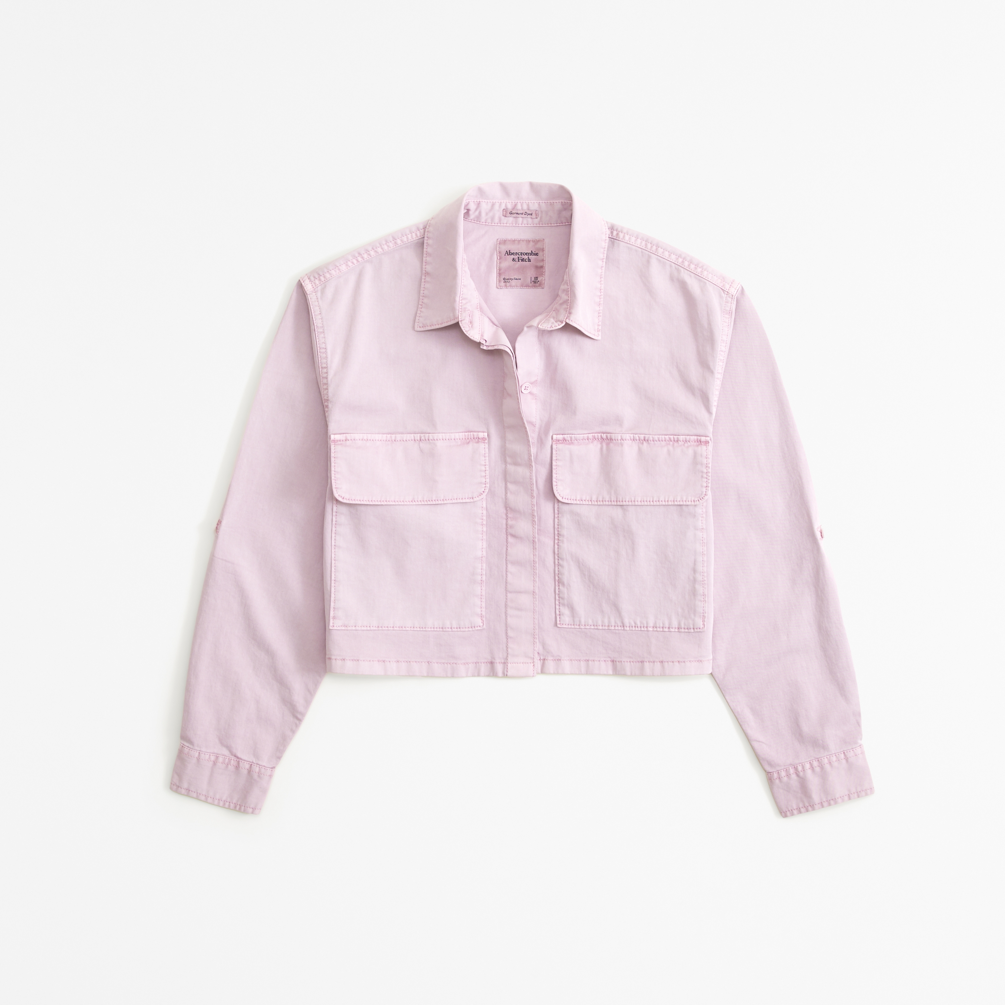 Женская рубашка Abercrombie & Fitch Long-Sleeve Utility, цвет: Розовый — фото 1