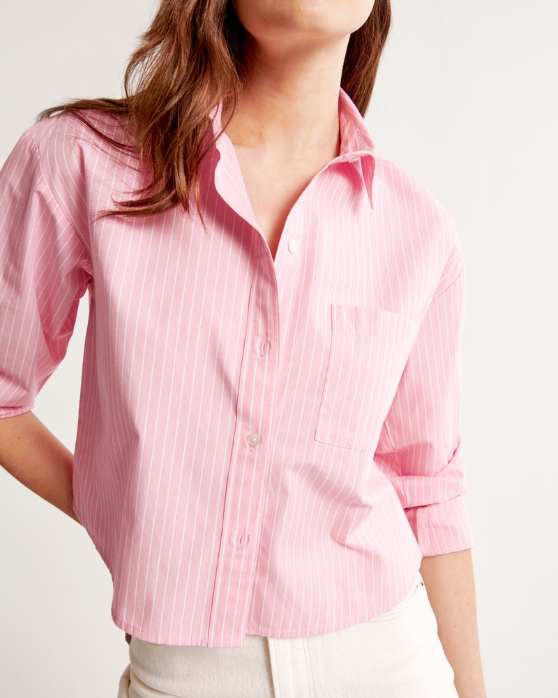 Oversized Cropped Poplin Shirt
