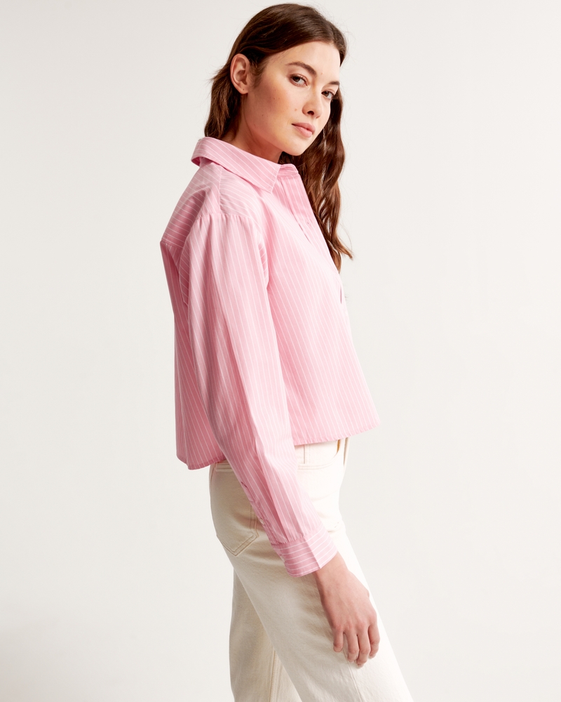 Oversized Cropped Poplin Shirt