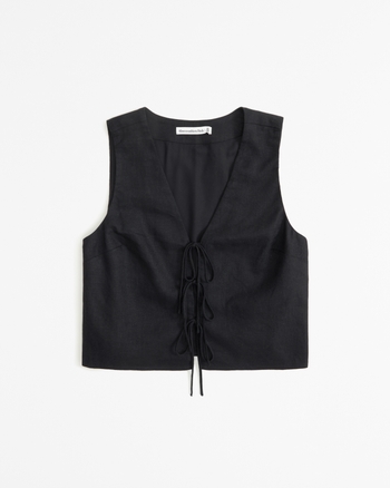Women's Linen-Blend Tie-Front Vest Top | Women's Tops | Abercrombie.com
