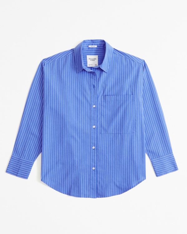 Oversized Poplin Shirt, Blue Stripe
