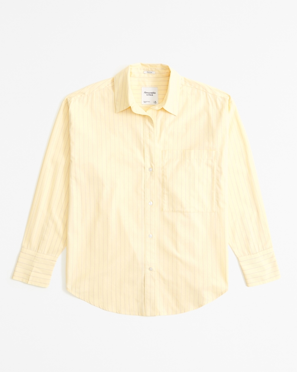 Oversized Poplin Shirt, Yellow Stripe