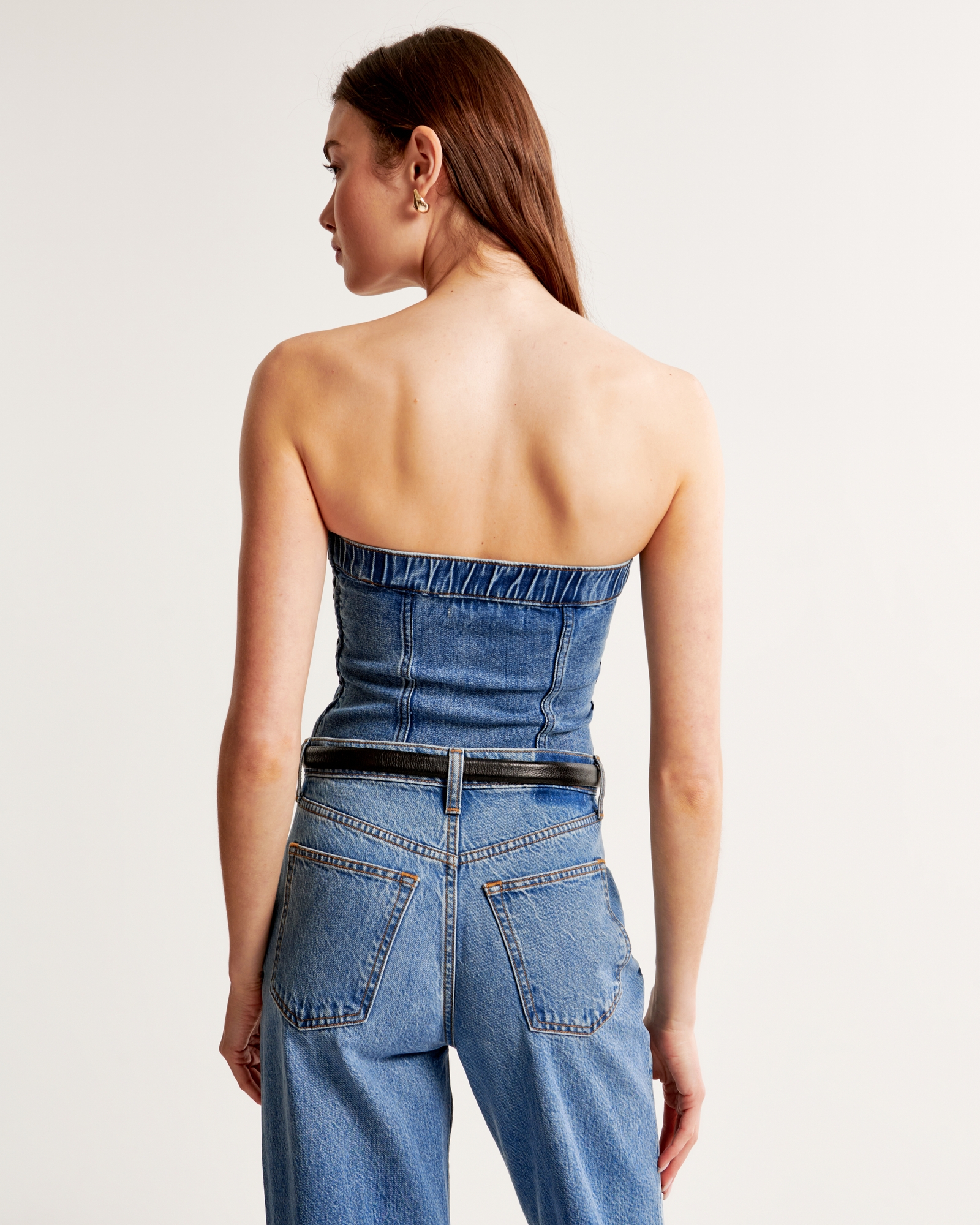 Strapless Denim Set Top