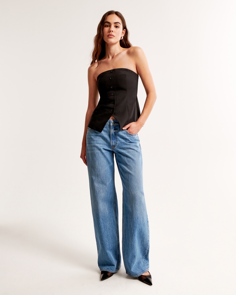 Women's Tailored Button-Through Tube Top | Women's Tops | Abercrombie.com