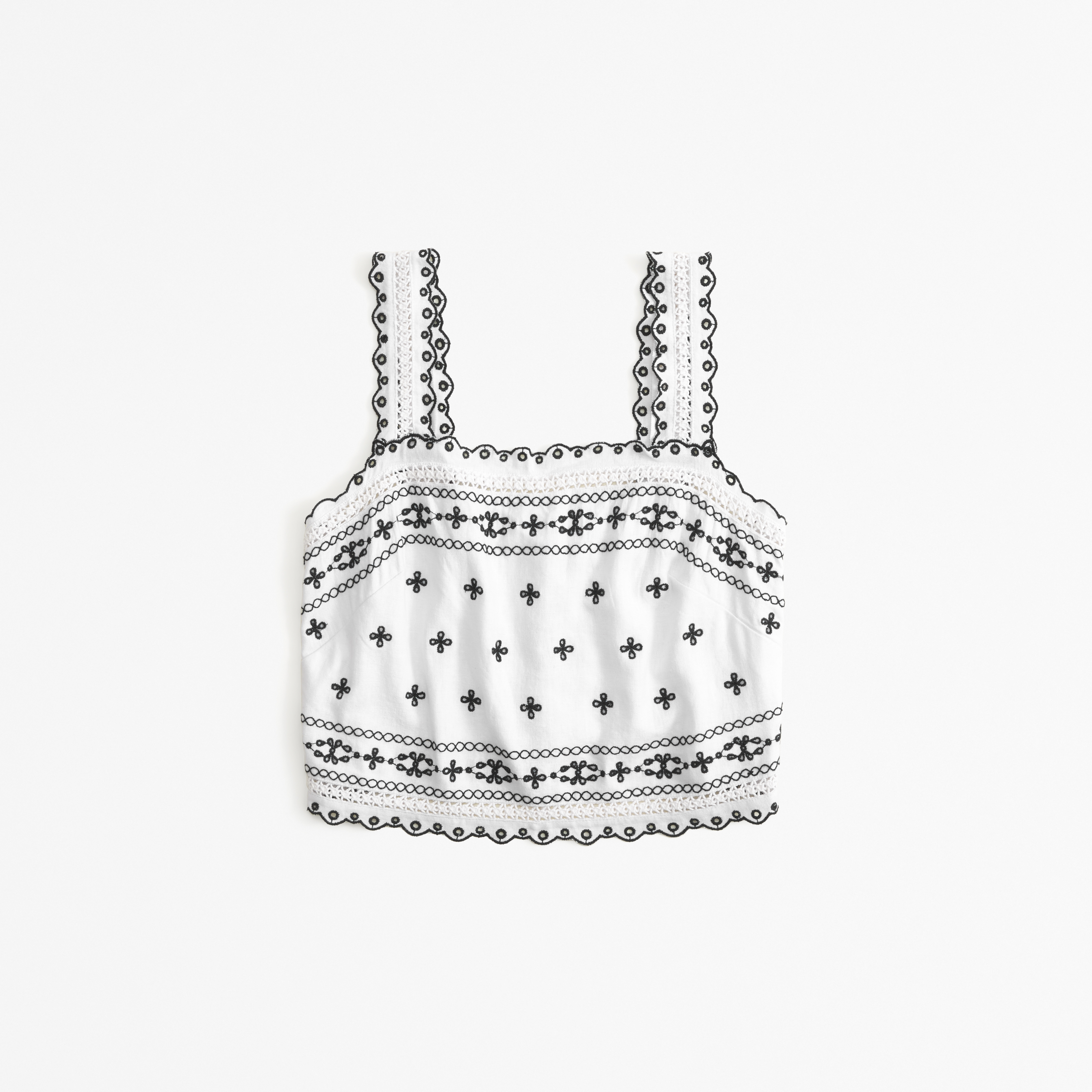 Женский топ Abercrombie & Fitch Linen-Blend Embroidered Tie-Back Top, цвет: Белый — фото 1