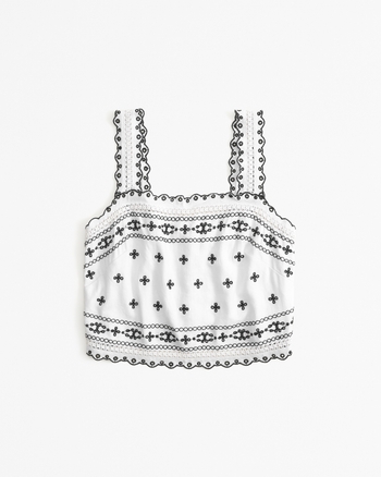 Linen-Blend Embroidered Tie-Back Top from Abercrombie & Fitch - $49.99