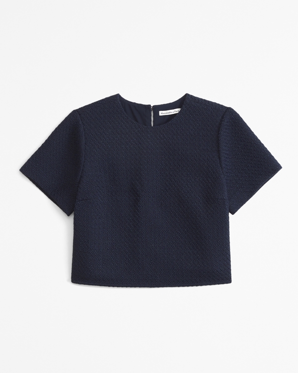 Tweed Woven Tee, Dark Indigo