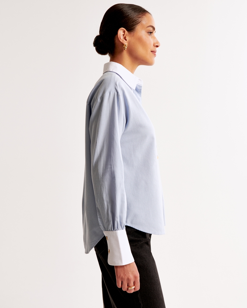 Gold Button Relaxed Oxford Shirt