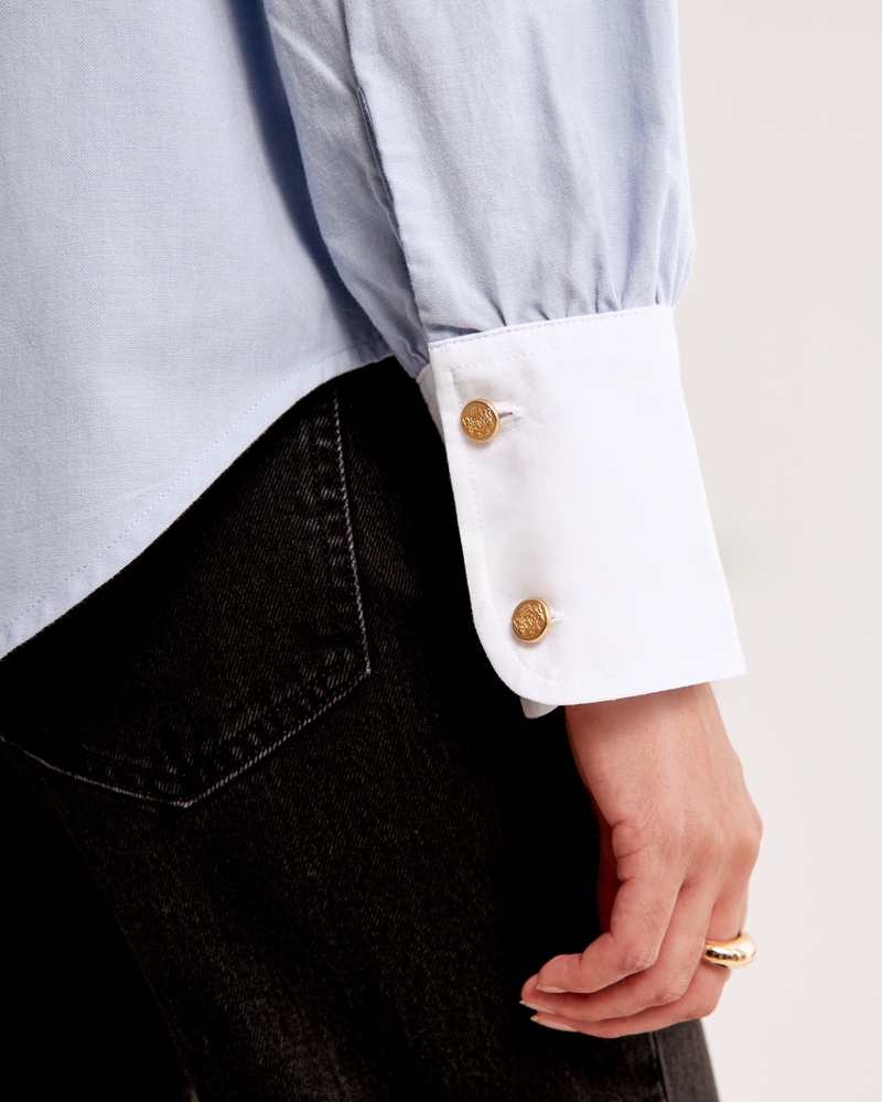 Gold Button Relaxed Oxford Shirt