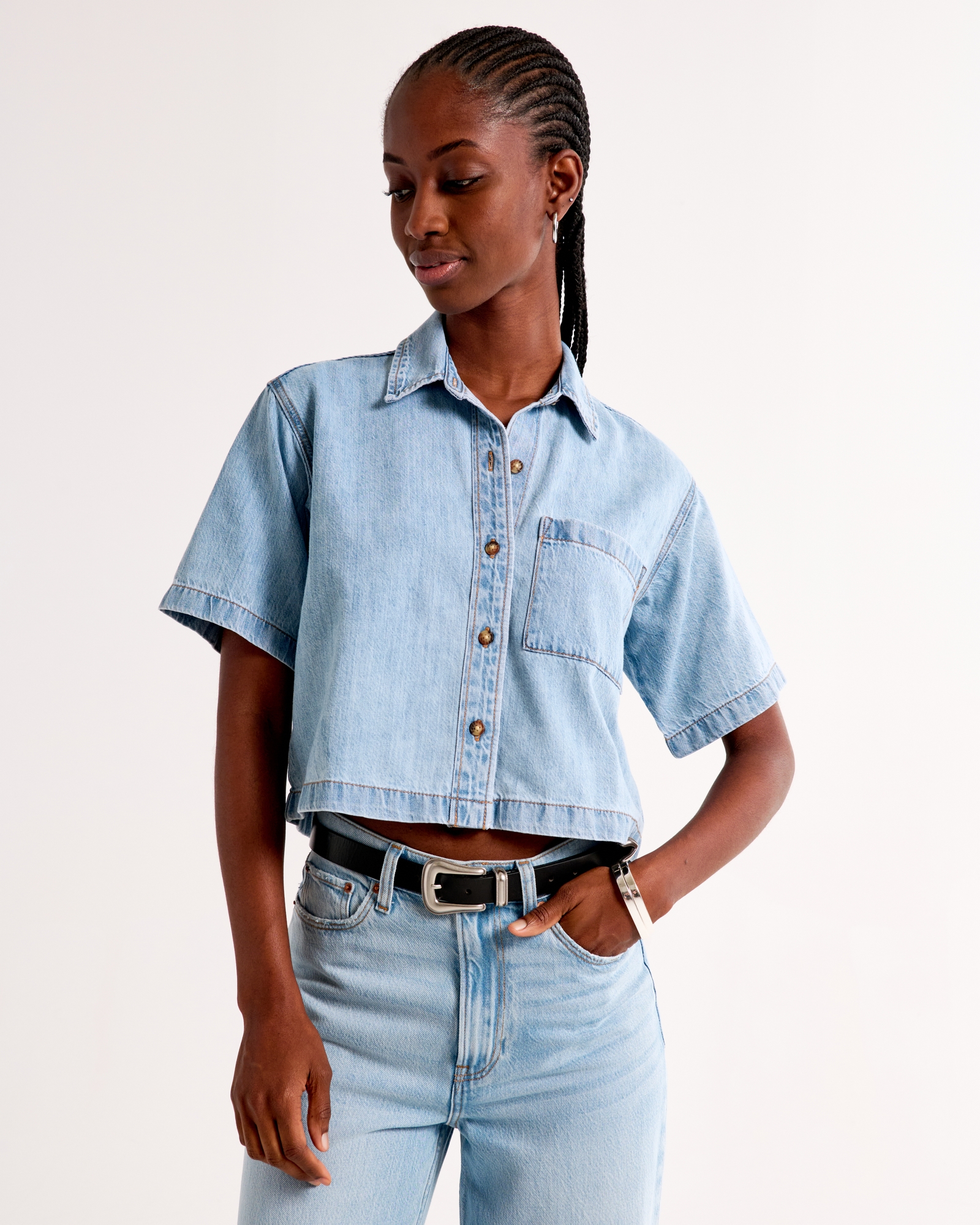 Short-Sleeve Denim Shirt