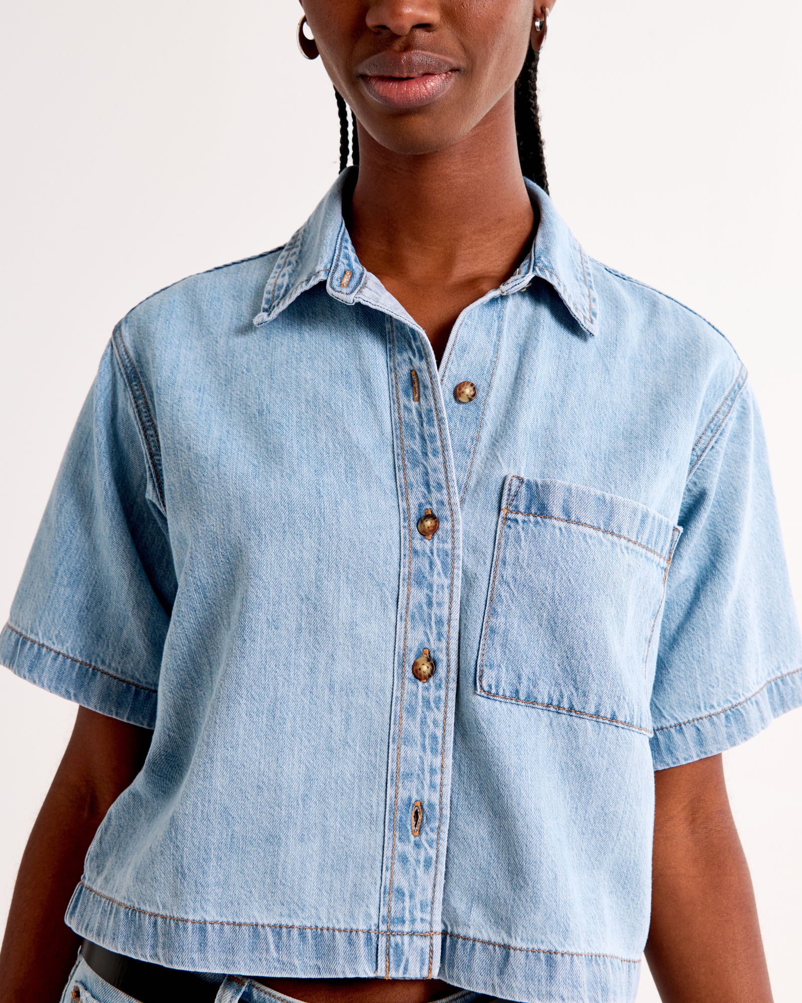 Short-Sleeve Denim Shirt