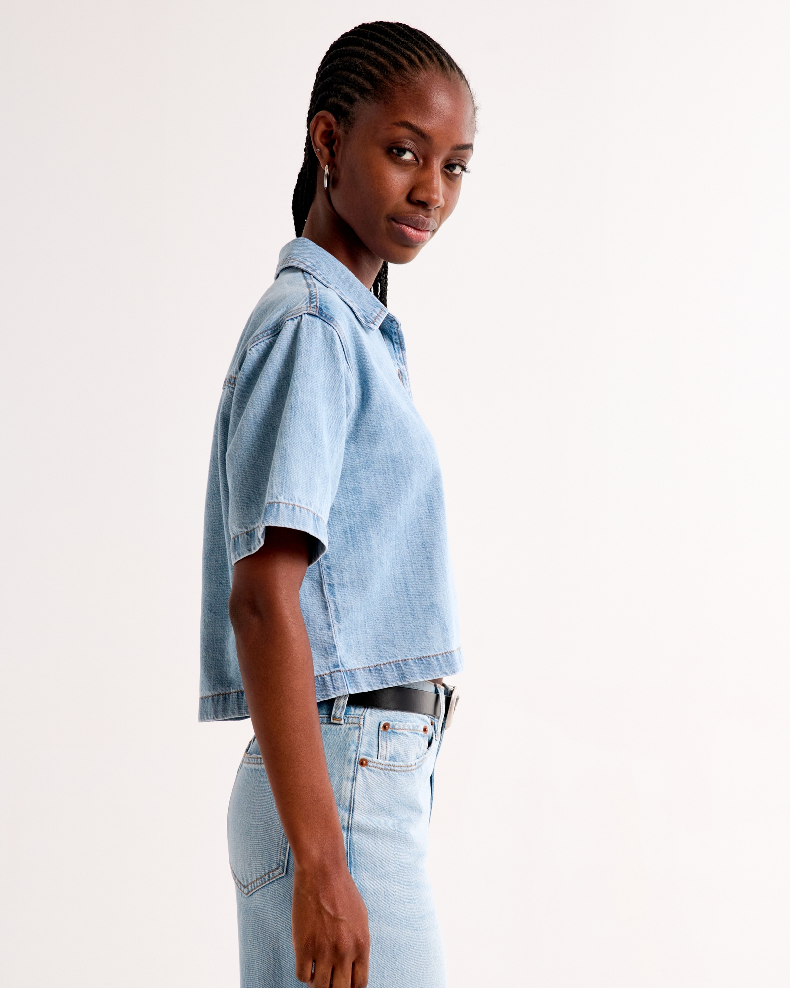 Short-Sleeve Denim Shirt