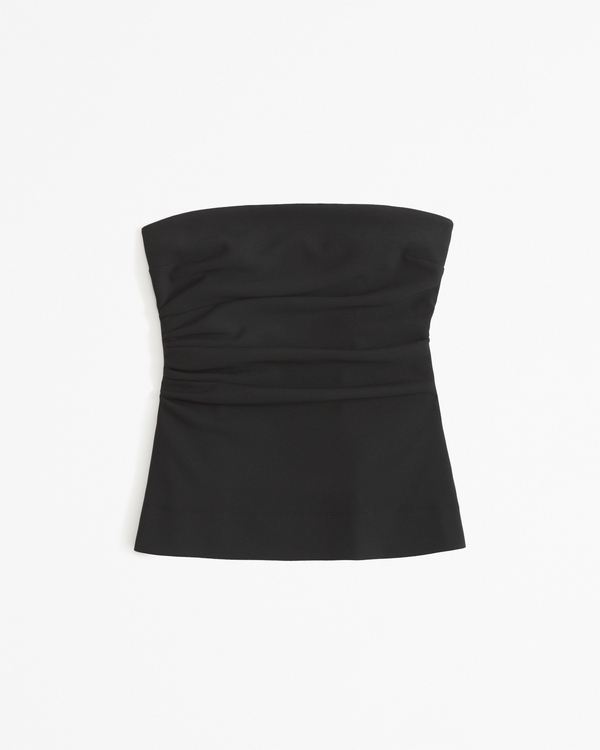 Strapless Ruched Top, Black