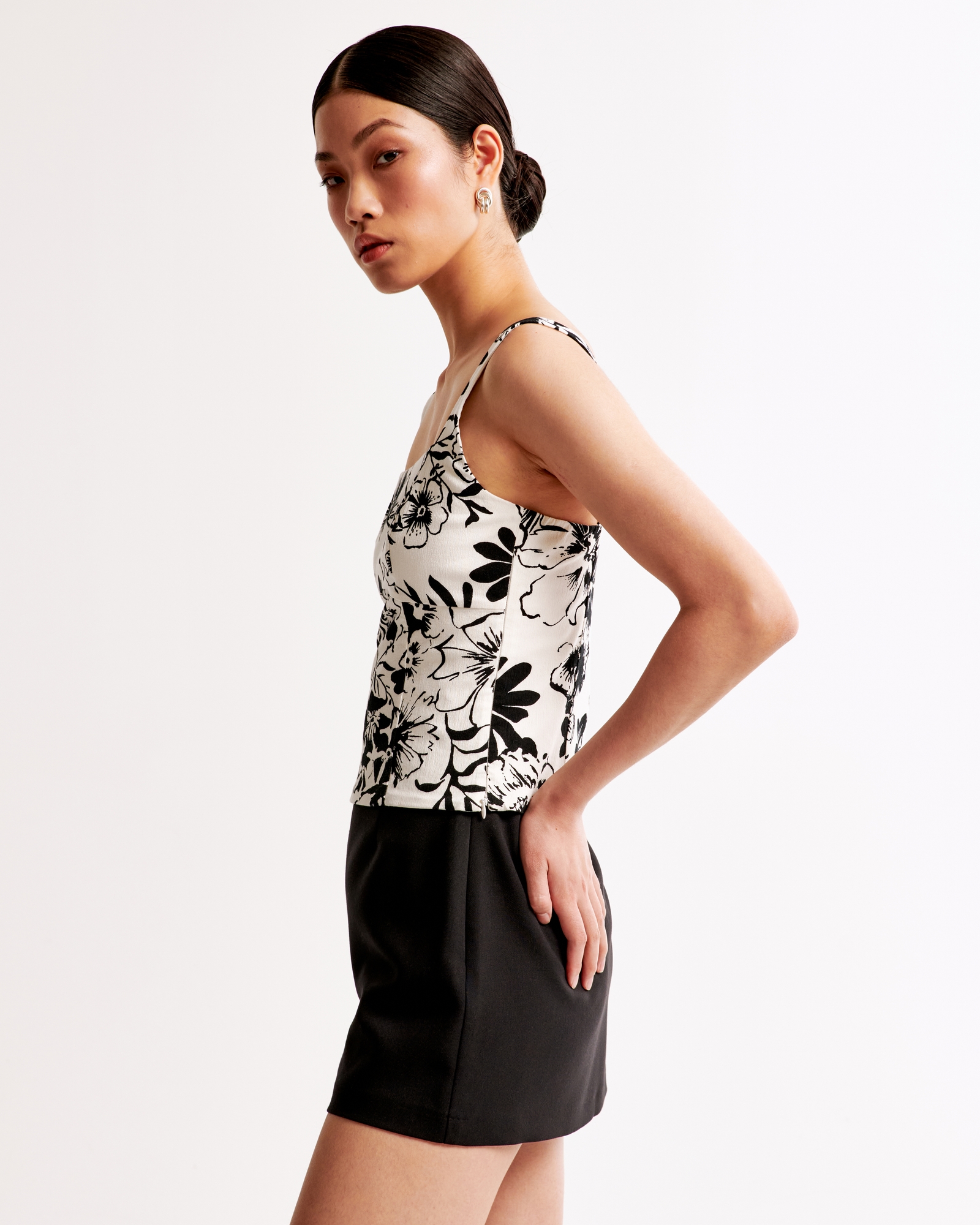 Stretch Cotton Squareneck Top