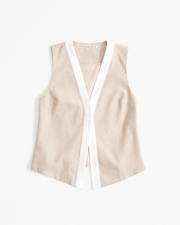 Vintage Linen Blend Black Vest (16)