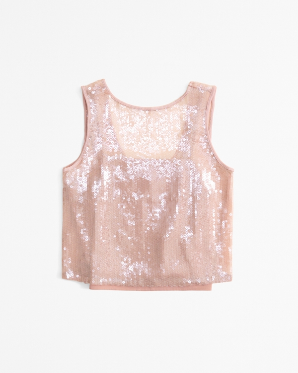 Sequin Shell Top, Dusty Rose