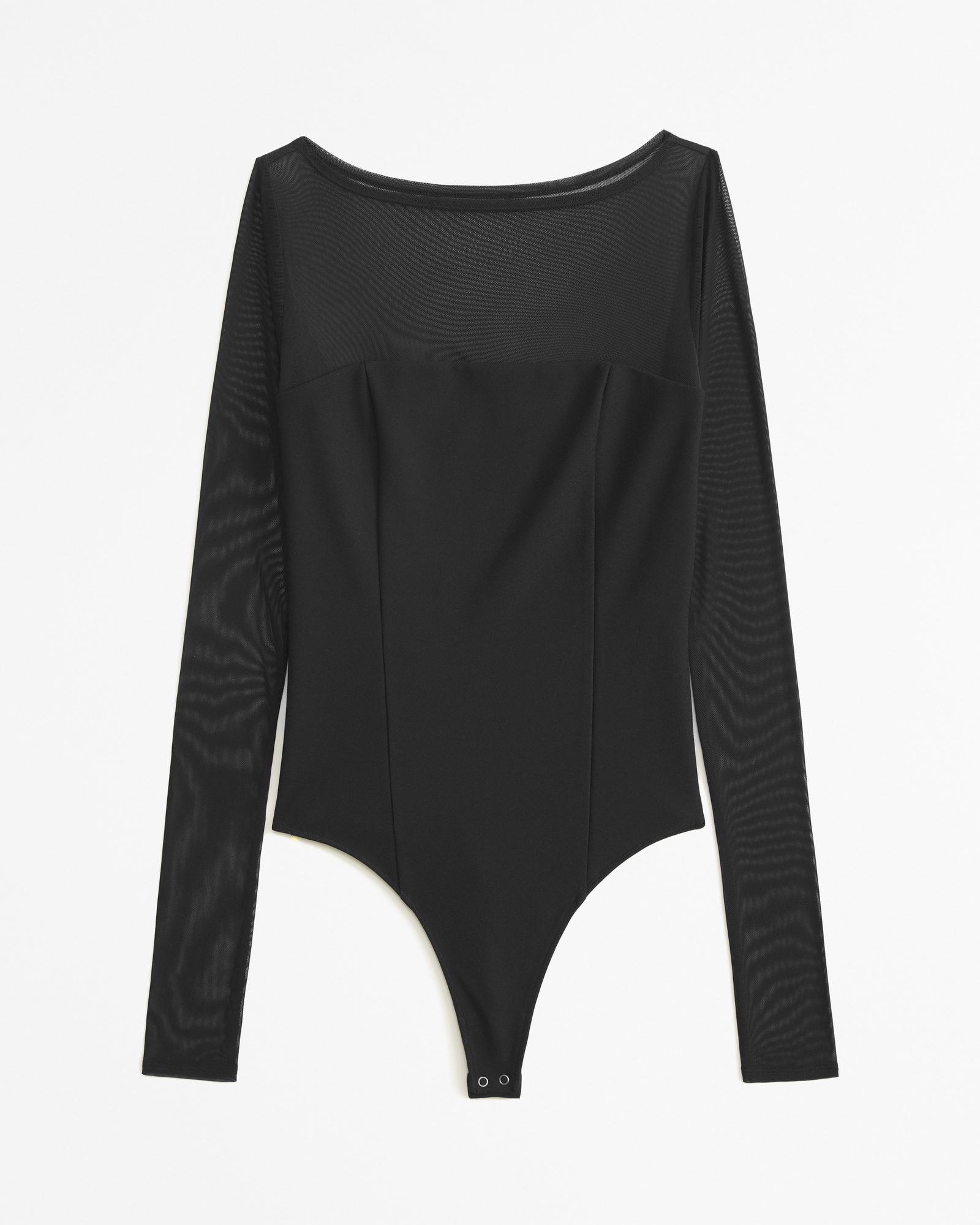 Long-Sleeve Mesh Boatneck Bodysuit