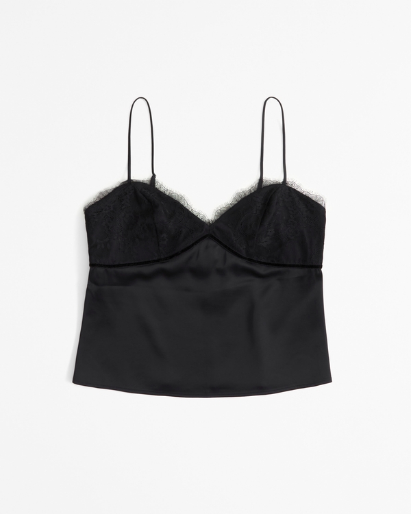 Lace and Satin Cami, Black