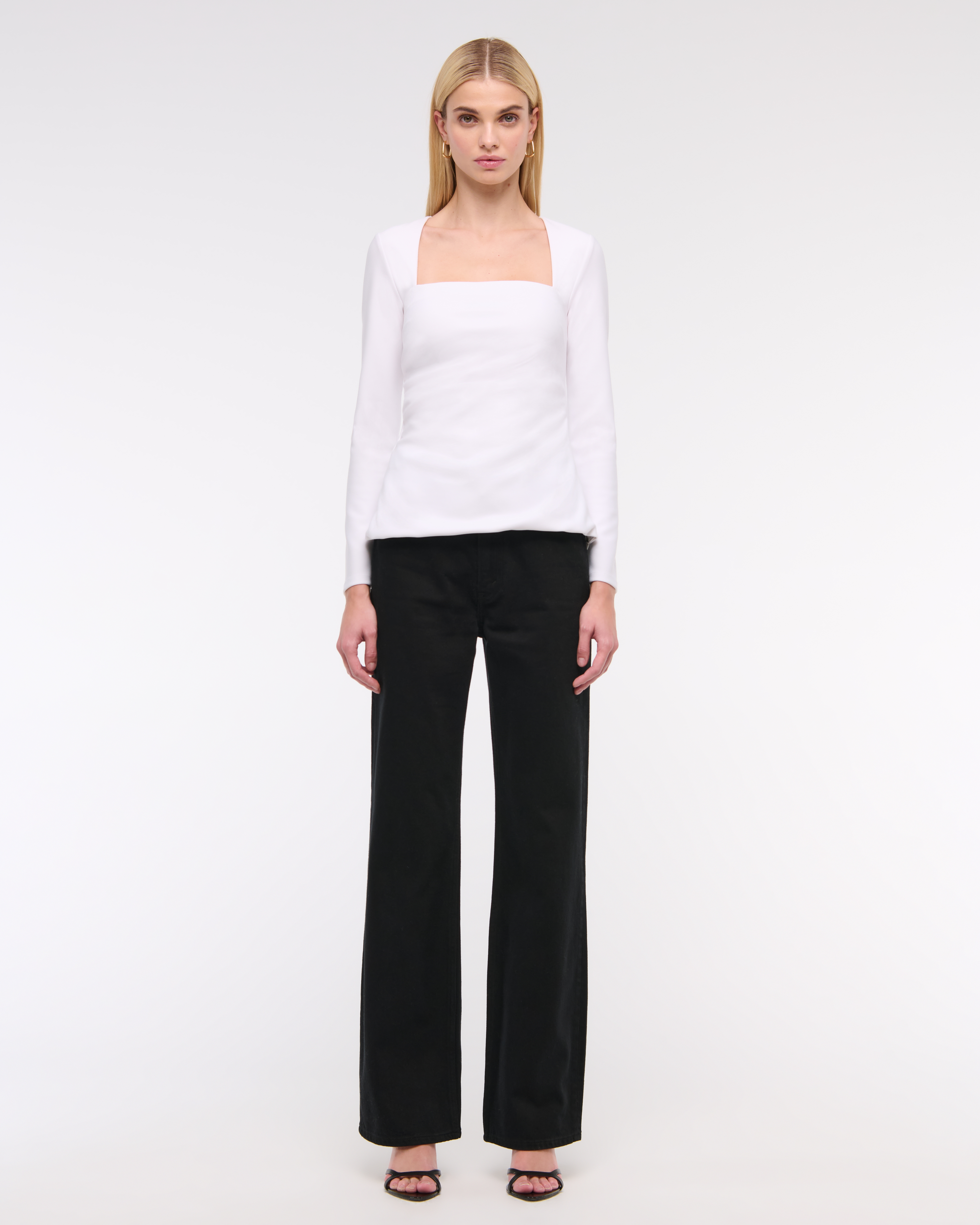 Женские топы Abercrombie & Fitch Long-Sleeve Stretch Crepe Portrait Top — фото 3