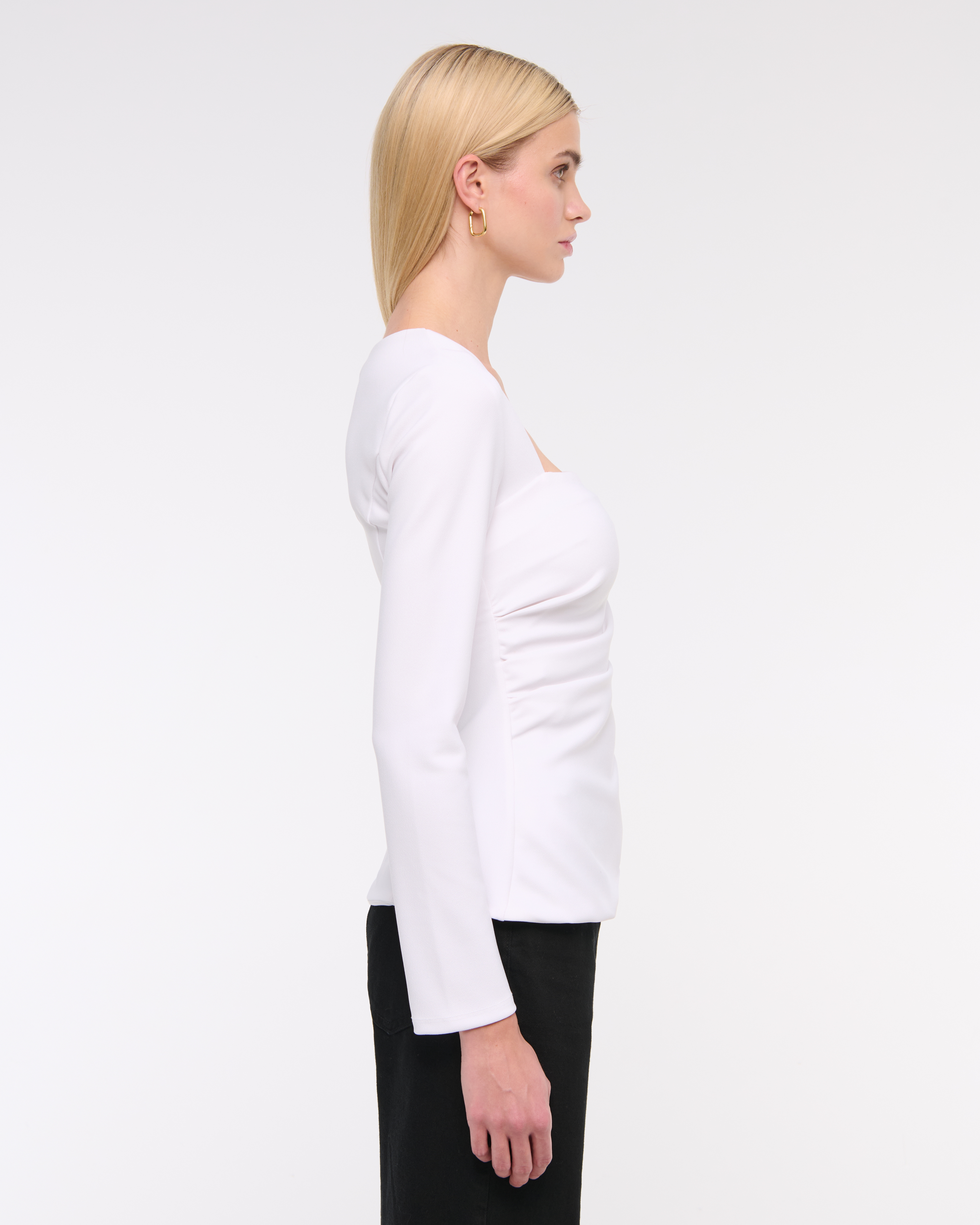 Women's Long-Sleeve Stretch Crepe Portrait Top | Women's