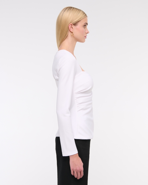 Long-Sleeve Stretch Crepe Portrait Top