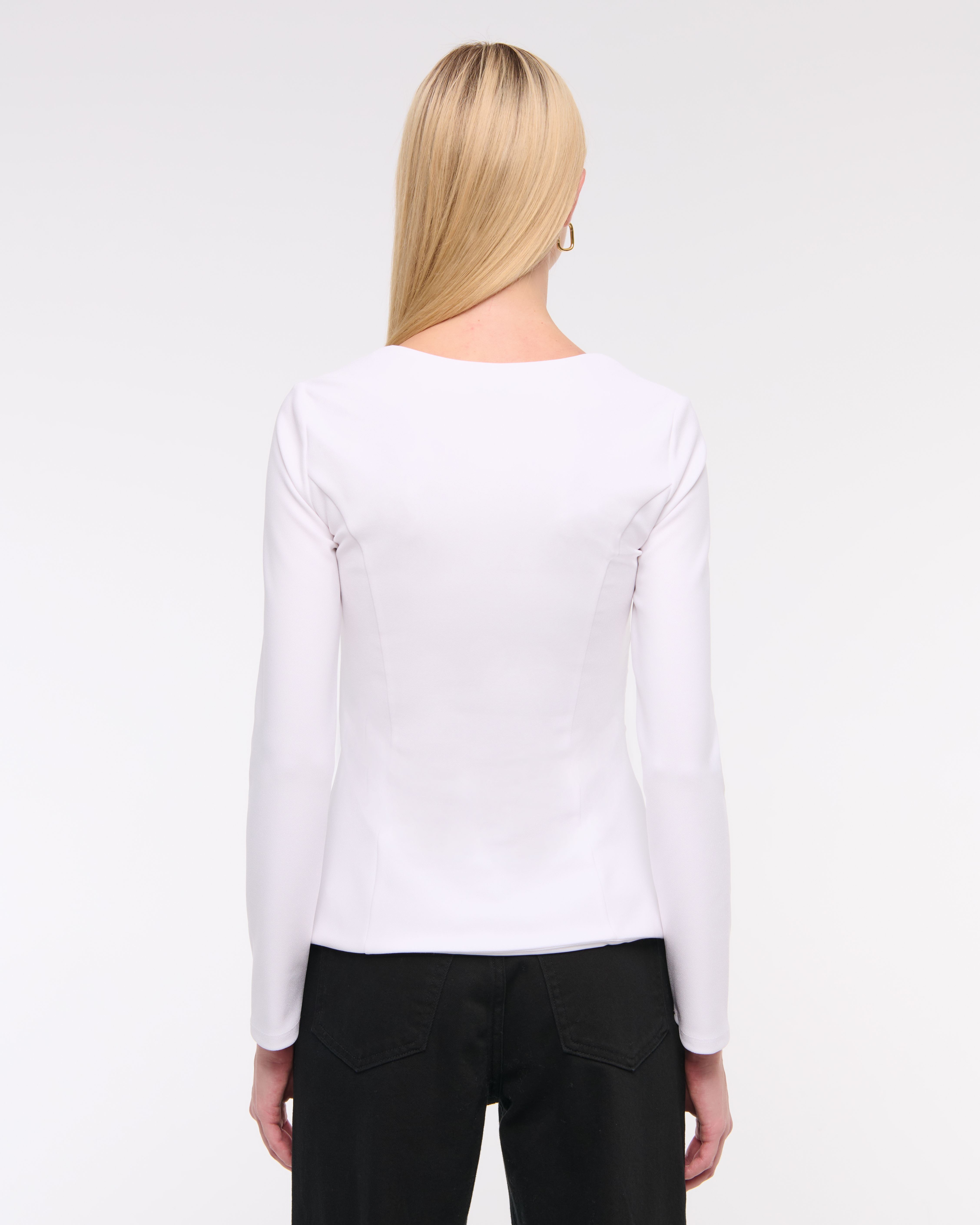 Women's Long-Sleeve Stretch Crepe Portrait Top | Women's