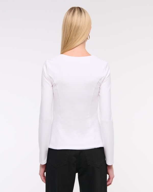 Long-Sleeve Stretch Crepe Portrait Top