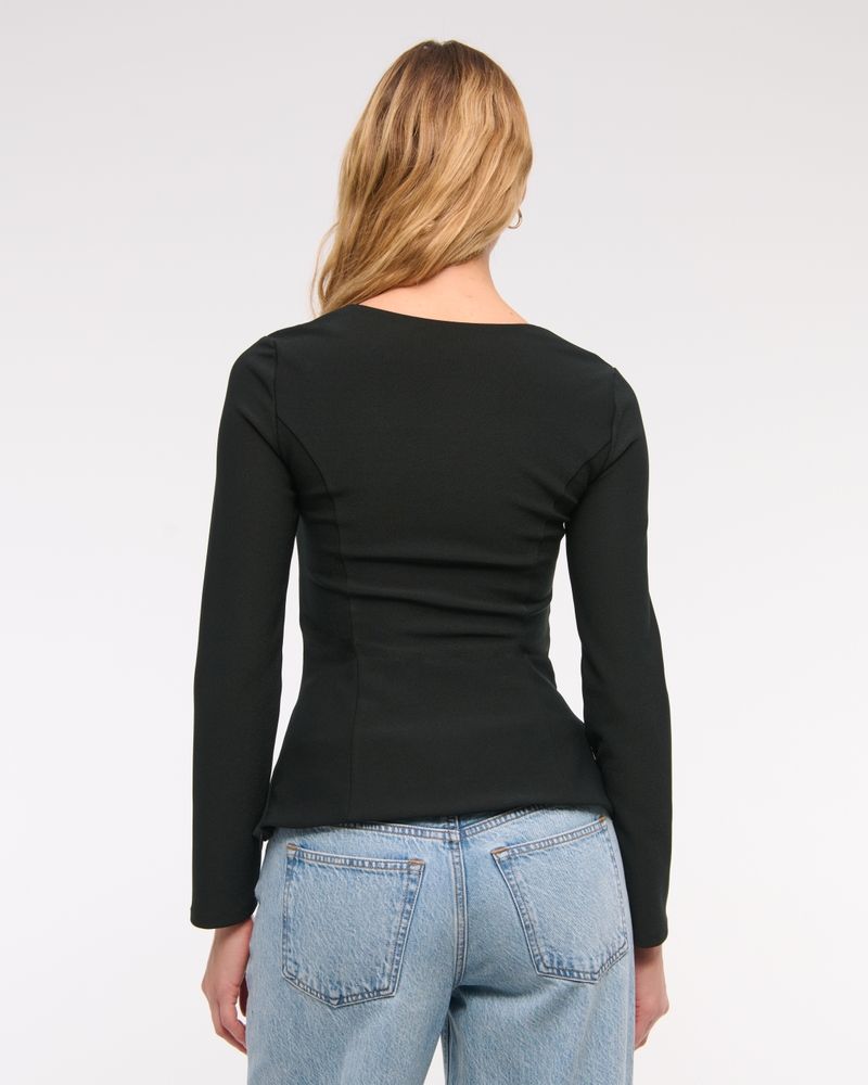 Long-Sleeve Stretch Crepe Portrait Top