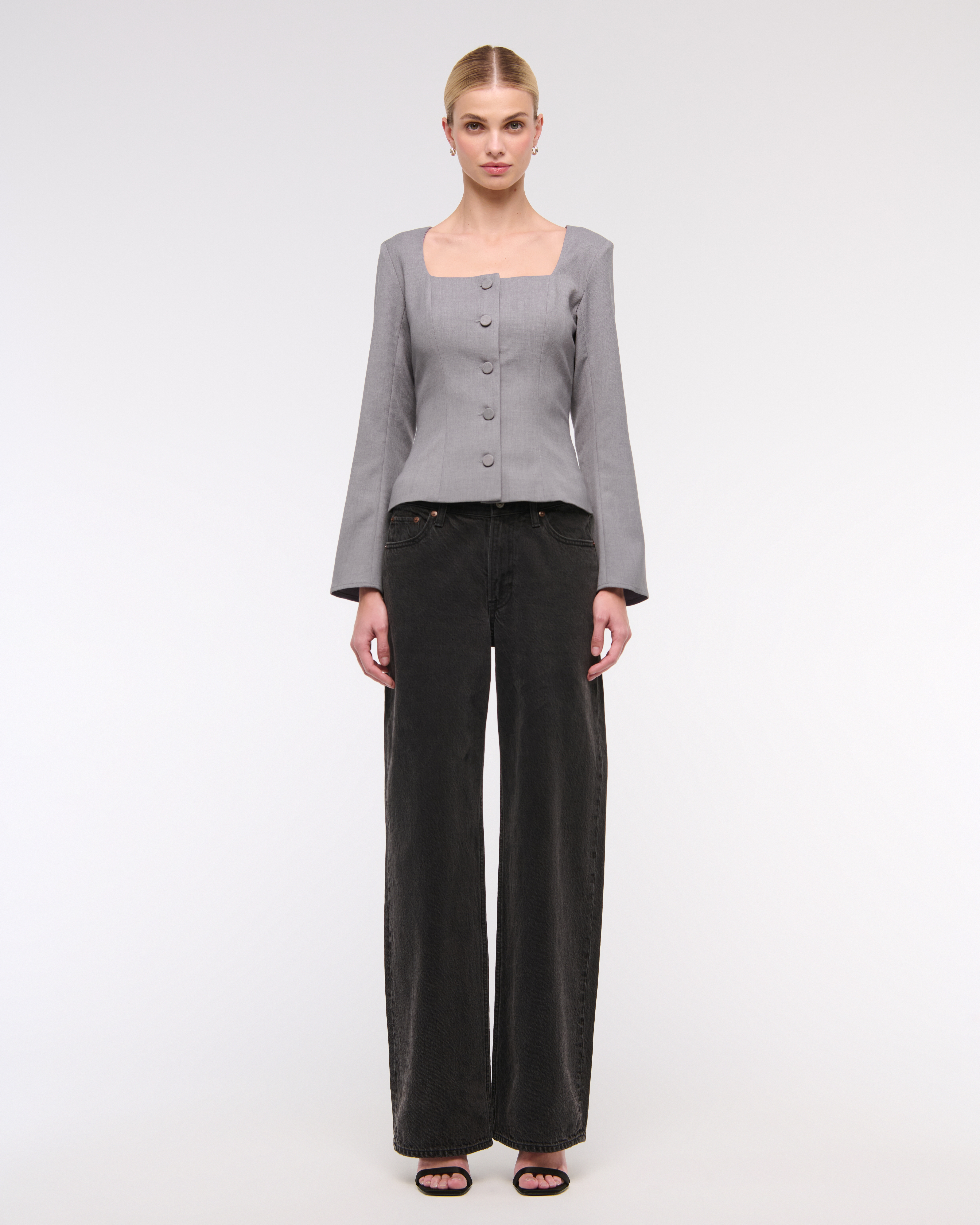 Женские жилеты Abercrombie & Fitch Long-Sleeve Squareneck Tailored Vest — фото 3