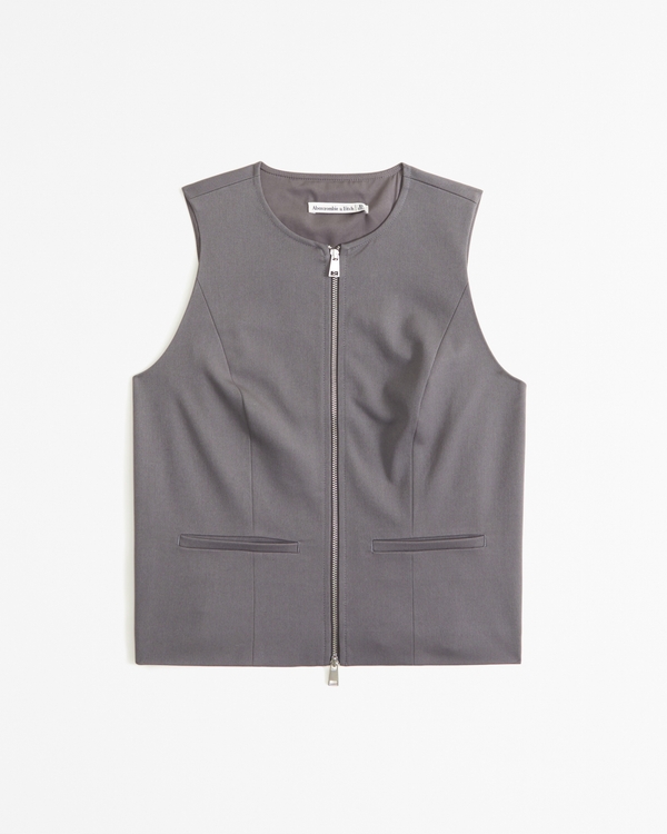 Zip-Up Vest, Dark Gray