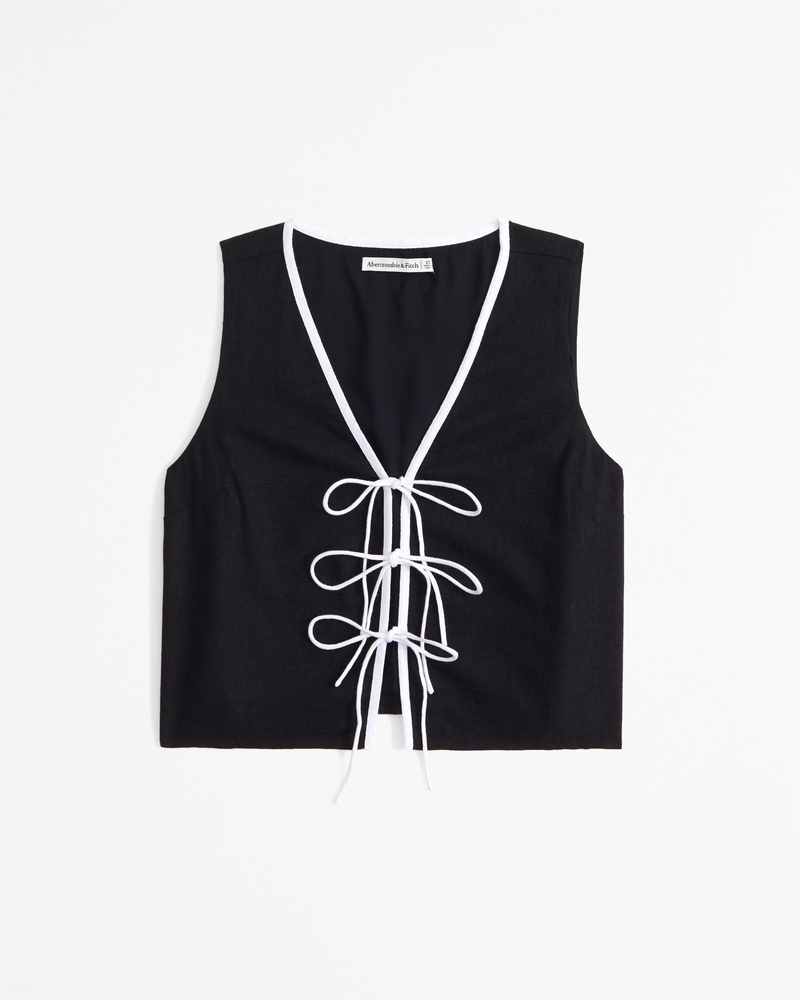 Women's Linen-Blend Tie-Front Vest Top | Women's Clearance